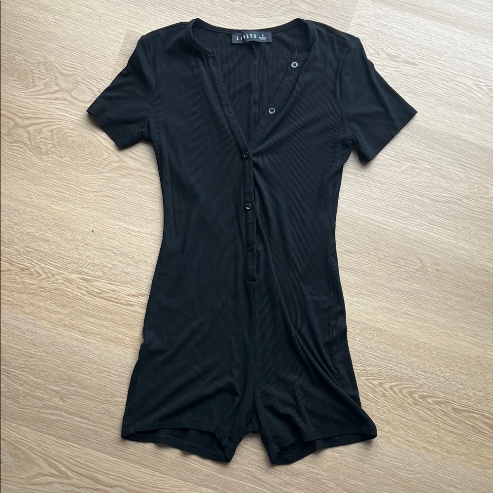 Lioness Black Button-Up Romper